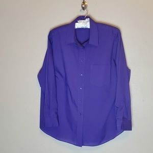 FOXCROFT PURPLE LONG SLEEVE BLOUSE 16W